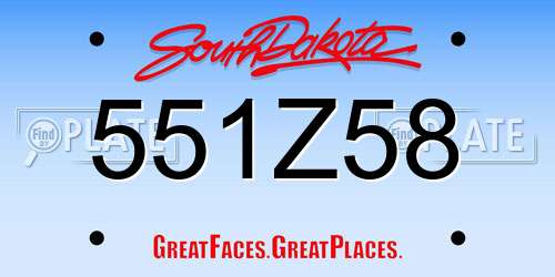 551Z58 South Dakota License Plate