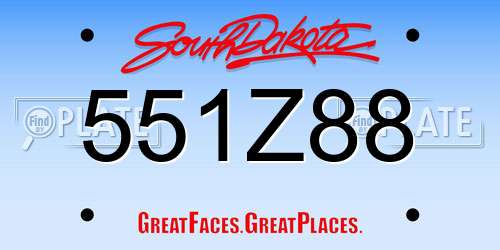 551Z88 South Dakota License Plate