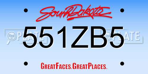 551ZB5 South Dakota License Plate
