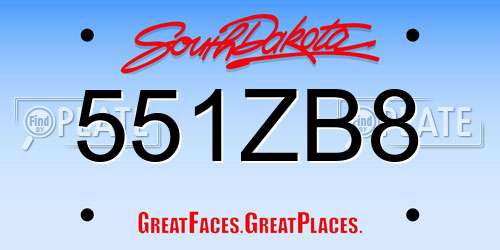 551ZB8 South Dakota License Plate