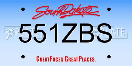 551ZBS South Dakota License Plate
