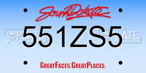 551ZS5 South Dakota License Plate