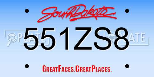 551ZS8 South Dakota License Plate