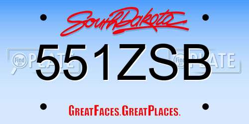 551ZSB South Dakota License Plate