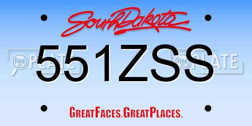 551ZSS South Dakota License Plate