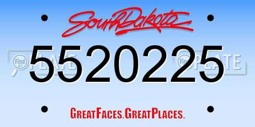 5520225 South Dakota License Plate