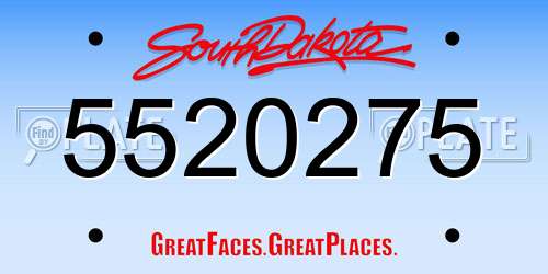 5520275 South Dakota License Plate