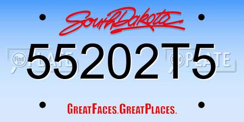 55202T5 South Dakota License Plate