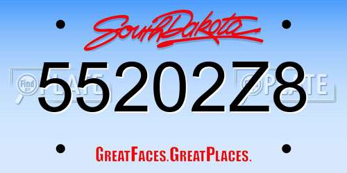 55202Z8 South Dakota License Plate