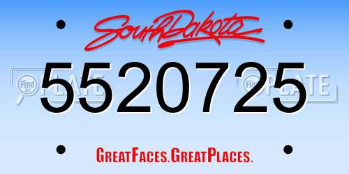 5520725 South Dakota License Plate