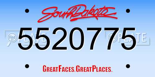 5520775 South Dakota License Plate