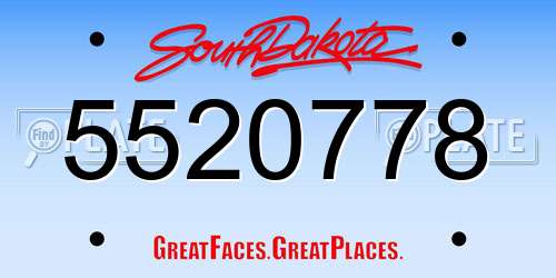 5520778 South Dakota License Plate