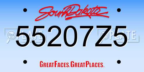 55207Z5 South Dakota License Plate