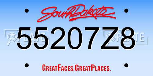 55207Z8 South Dakota License Plate
