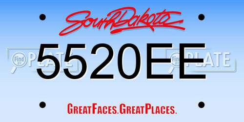 5520EE South Dakota License Plate