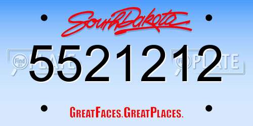 5521212 South Dakota License Plate