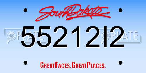 55212I2 South Dakota License Plate