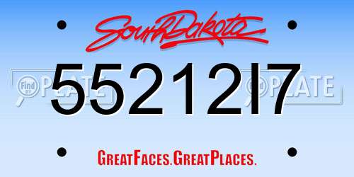 55212I7 South Dakota License Plate