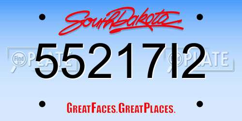 55217I2 South Dakota License Plate