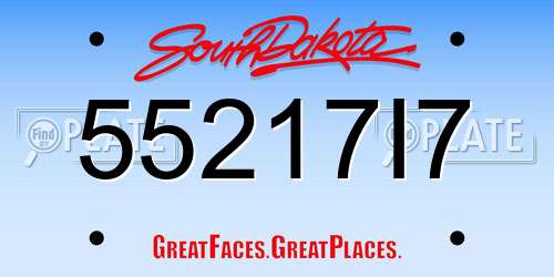 55217I7 South Dakota License Plate