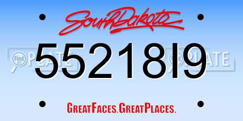 55218I9 South Dakota License Plate