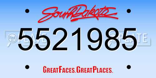 5521985 South Dakota License Plate