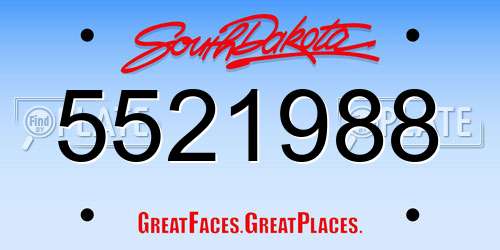 5521988 South Dakota License Plate
