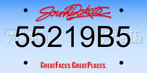 55219B5 South Dakota License Plate