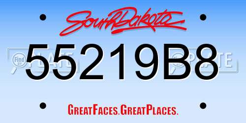 55219B8 South Dakota License Plate