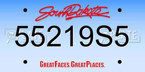55219S5 South Dakota License Plate