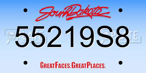 55219S8 South Dakota License Plate