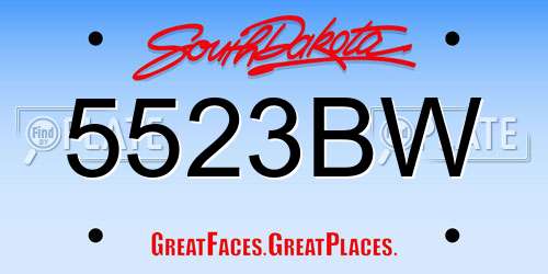 5523BW South Dakota License Plate