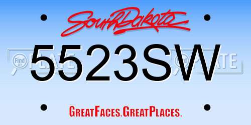 5523SW South Dakota License Plate