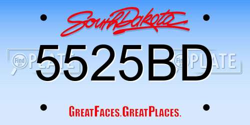 5525BD South Dakota License Plate