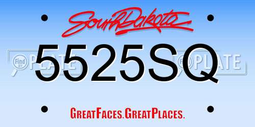 5525SQ South Dakota License Plate