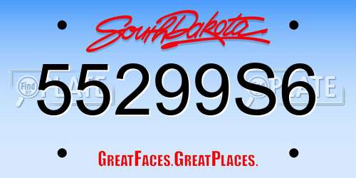 55299S6 South Dakota License Plate