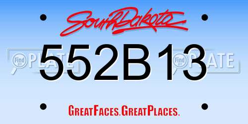 552B13 South Dakota License Plate