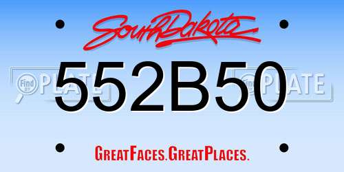 552B50 South Dakota License Plate