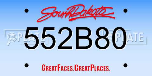 552B80 South Dakota License Plate