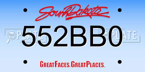 552BB0 South Dakota License Plate