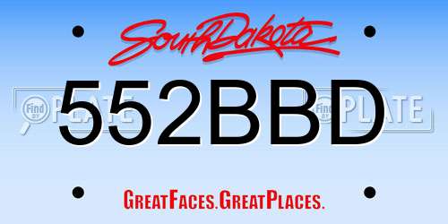 552BBD South Dakota License Plate