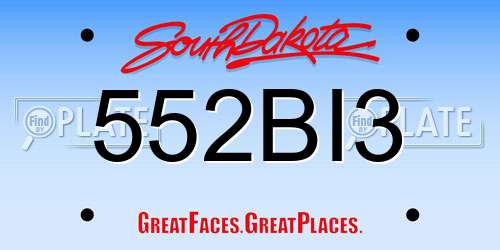 552BI3 South Dakota License Plate