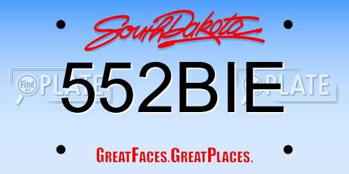 552BIE South Dakota License Plate