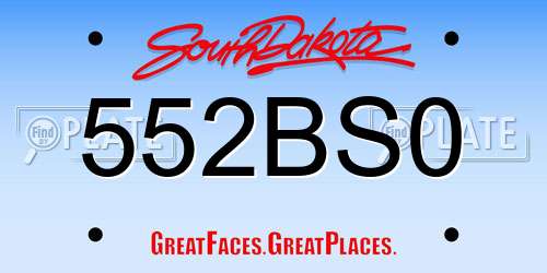 552BS0 South Dakota License Plate