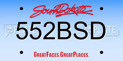 552BSD South Dakota License Plate