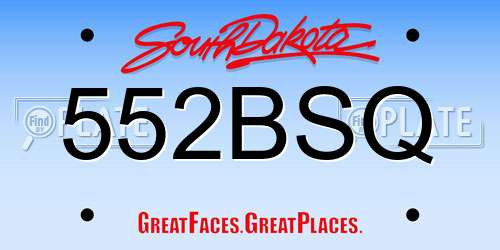 552BSQ South Dakota License Plate