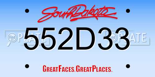 552D33 South Dakota License Plate