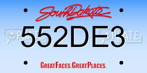 552DE3 South Dakota License Plate