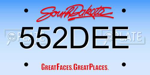 552DEE South Dakota License Plate