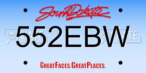 552EBW South Dakota License Plate